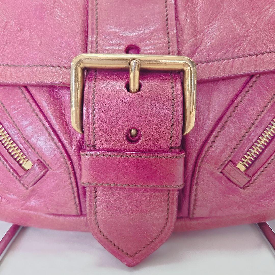 希少✨レア プラダ PRADA ピンク レザー ハンドバッグ チェーンストラップ