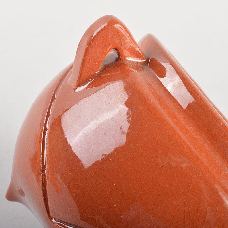 茶道具　京焼　川崎和楽作　赤楽　三足香炉　共布共箱　V　6823