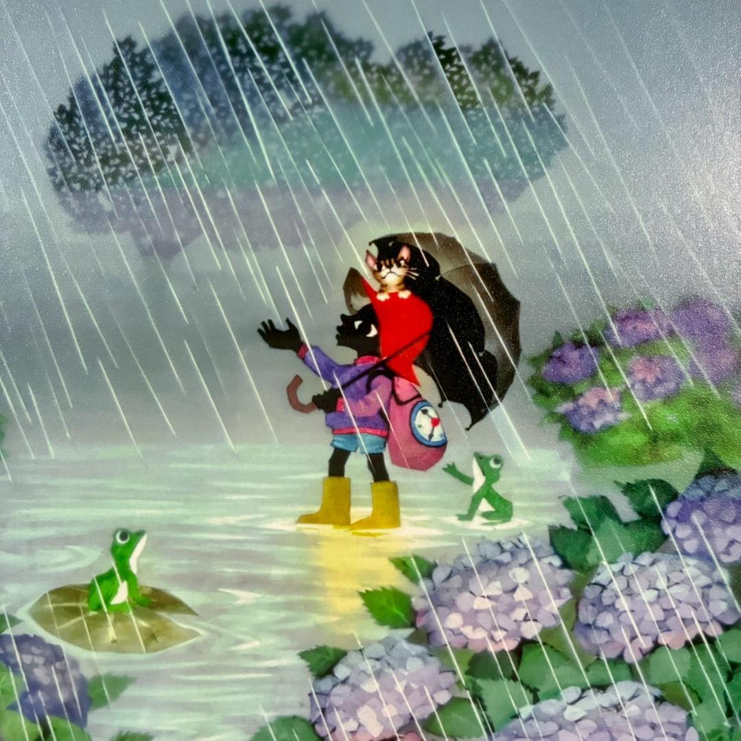 美品 藤城清治「あじさいと少年」レフグラフ 直筆サイン入 作品保証書有 影絵作家