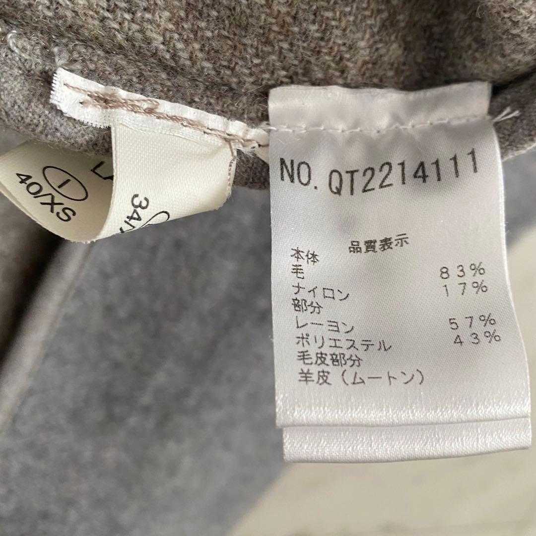 美品 ファビアナフィリッピ ファー付き レザー切り替えウールチェスターコート