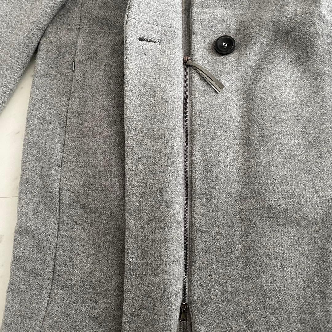 美品 ファビアナフィリッピ ファー付き レザー切り替えウールチェスターコート