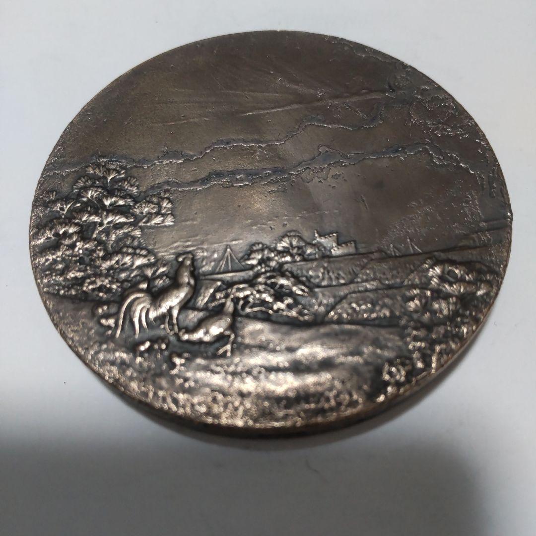 明治43年（1910年）8月29日 韓国併合記念牌メダル 花鳥彫刻