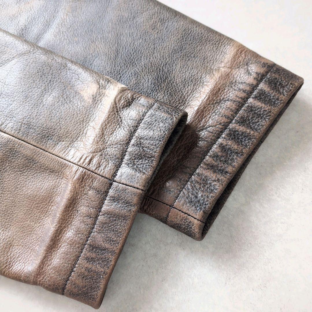 エディーバウアー レザージャケット シングルライダース ブラウン 2XL