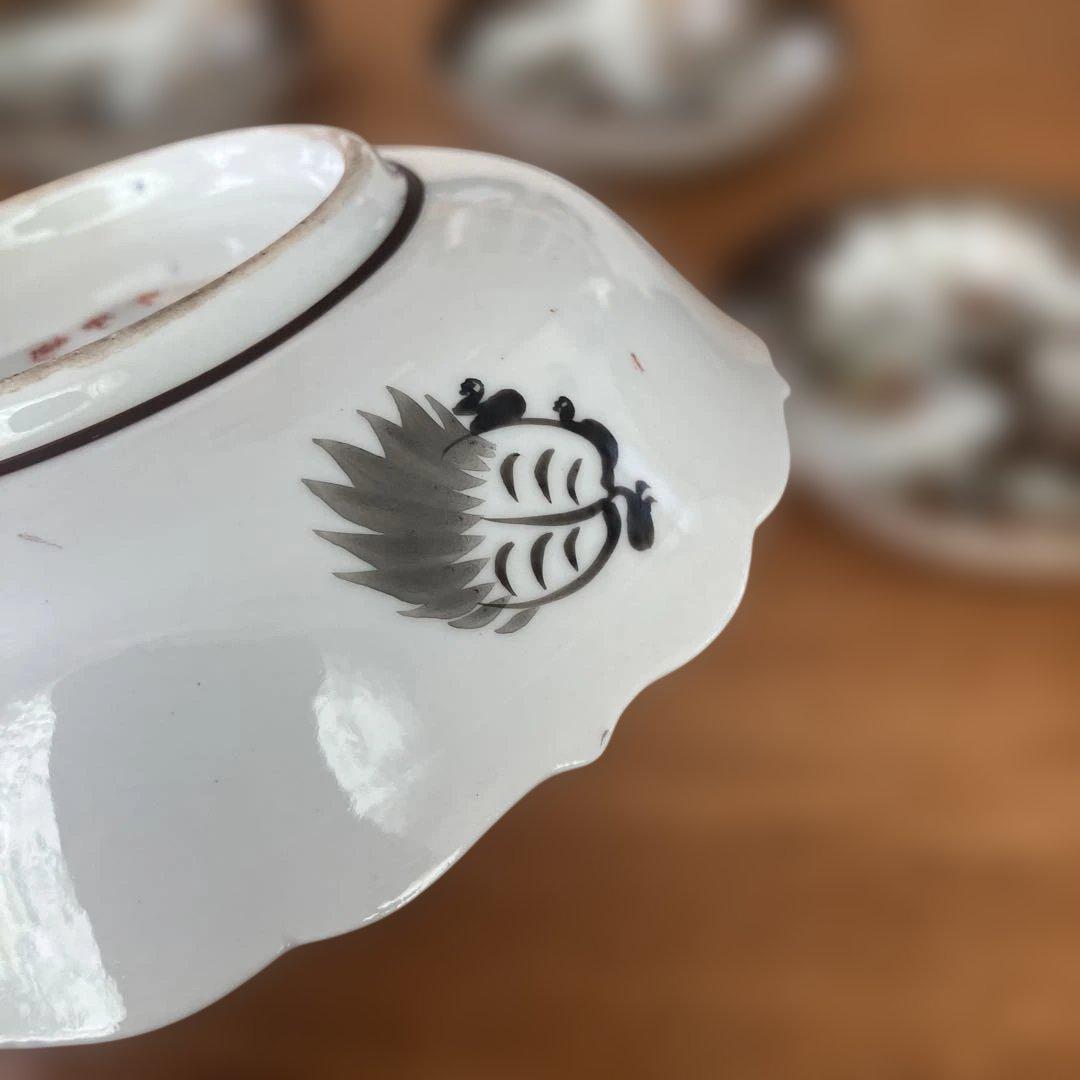 九谷焼　金彩赤絵人物文皿　7枚