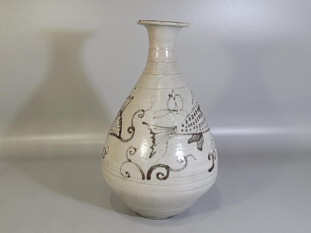 古美術 李朝 魚紋 花瓶