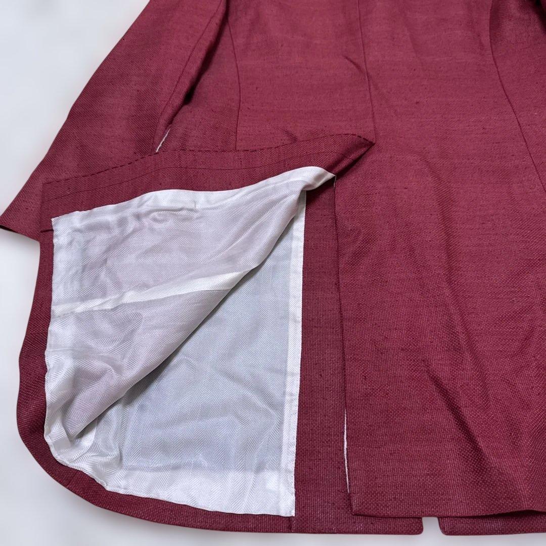 kiton キートン　コート　チェスターコート　麻　赤系