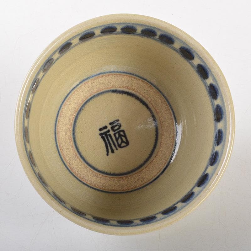 茶道具　膳所焼　淡海ぜぜ　陽炎園造　安南写　七賢人絵　茶碗　共箱　V　6532