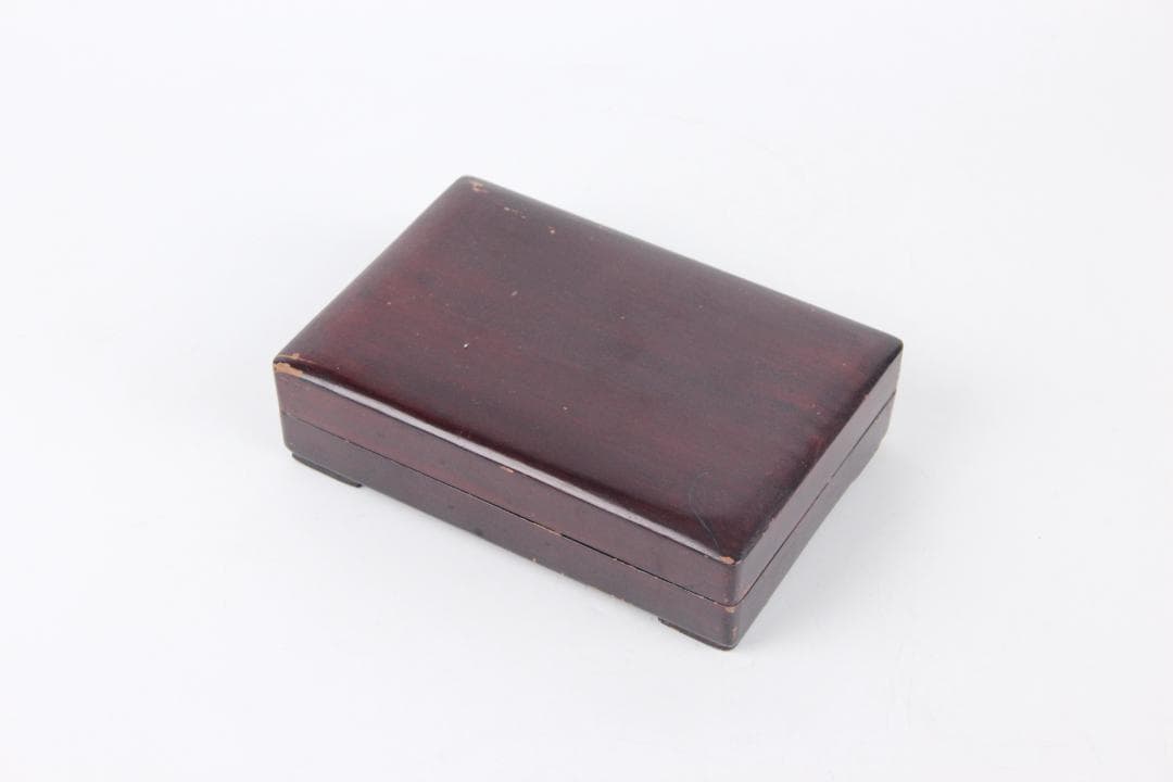 端渓硯 文房具　硯　長方形石硯　木製硯箱付　書道具　古道具　ES1-8