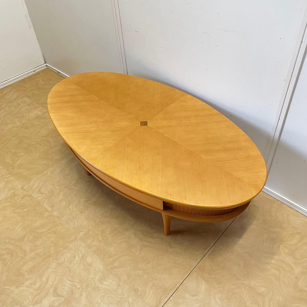 蛇腹 引き出し 楕円テーブル オーバルテーブル ローテーブル 北欧スタイル