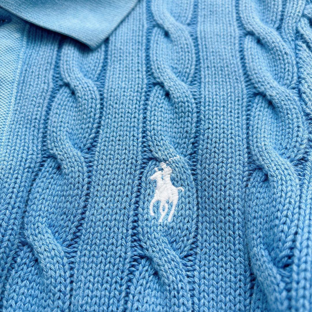 【美品】ポロラルフローレン　ケーブルニット　ポロシャツ　半袖 ロゴ　ポニー刺繍