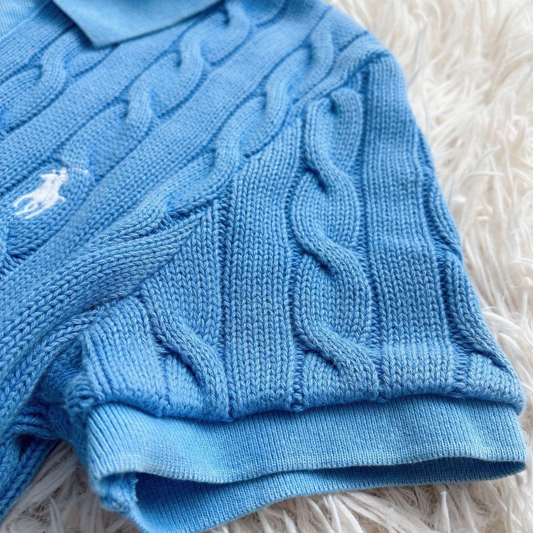 【美品】ポロラルフローレン　ケーブルニット　ポロシャツ　半袖 ロゴ　ポニー刺繍