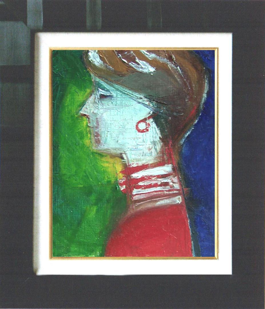 油絵 菅家令子 絵 絵画 インテリア 額付(銀) F4-070502 人物 女性