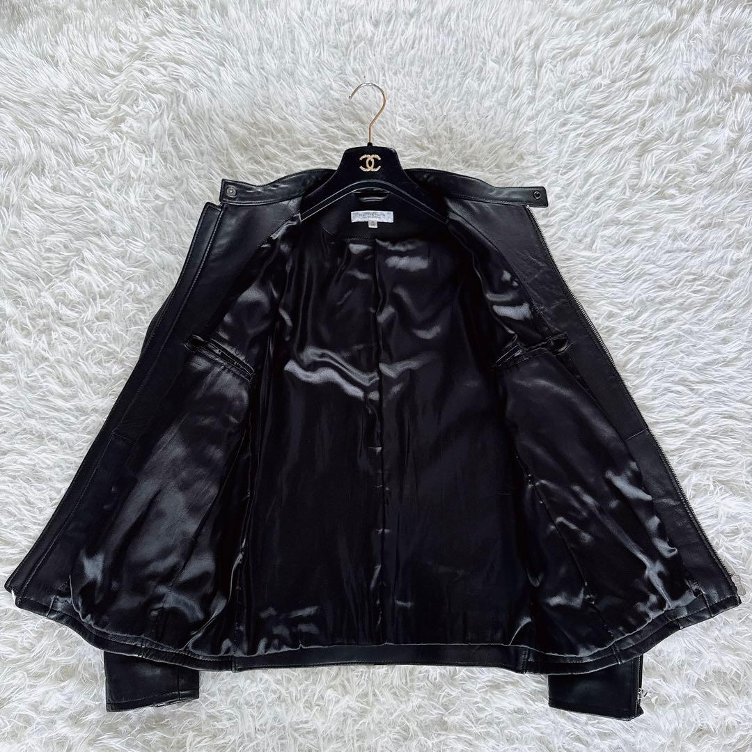 【BEAUTY&YOUTH】シングルライダースジャケット 羊革 ブラック XL