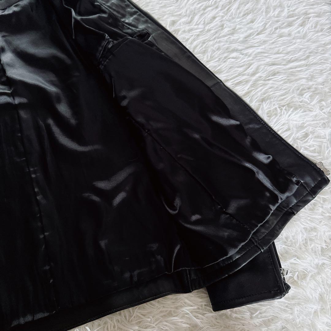 【BEAUTY&YOUTH】シングルライダースジャケット 羊革 ブラック XL