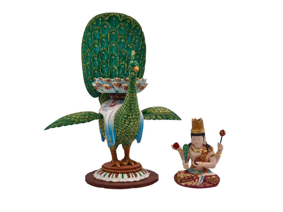 孔雀明王 極彩色 彩色仏像 2.0サイズ 約23.5cm