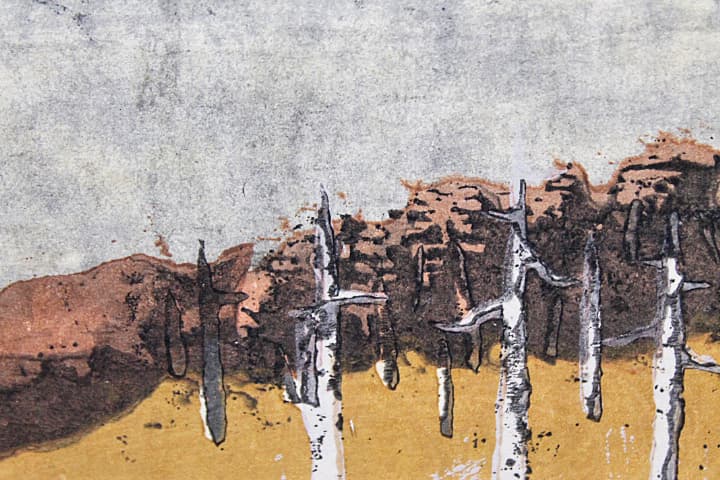 畦地梅太郎 【アルプス遠望-57】 1957年 木版画