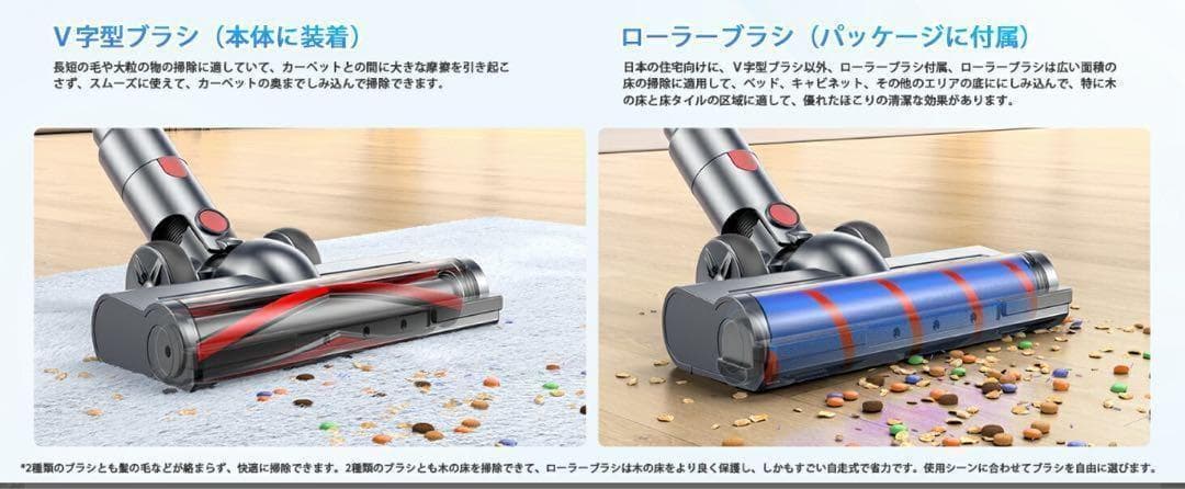 掃除機 コードレス グリーンLEDライト付 50Kpa 強力吸引 65分連続稼働