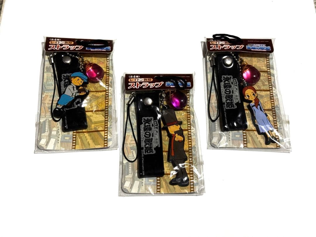 レイトン教授と永遠の歌姫 ストラップ 3種（ルーク、レイトン教授、ジェニス）