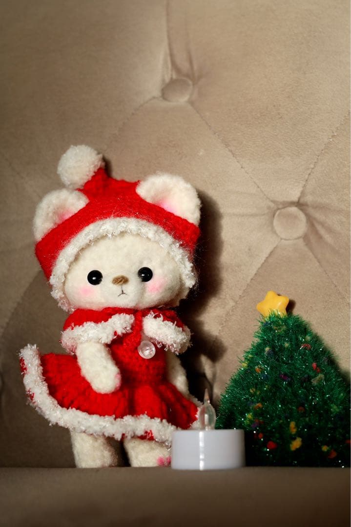 クリスマス あみぐるみ 白くま サンタ服