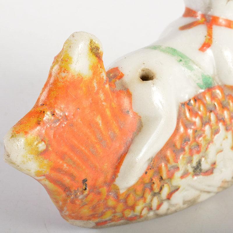 古民芸　色絵　鯛乗り童子　水滴　時代箱付　N　6771