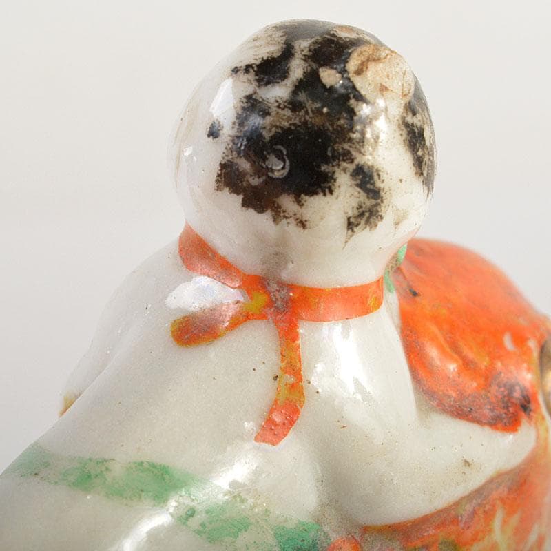 古民芸　色絵　鯛乗り童子　水滴　時代箱付　N　6771