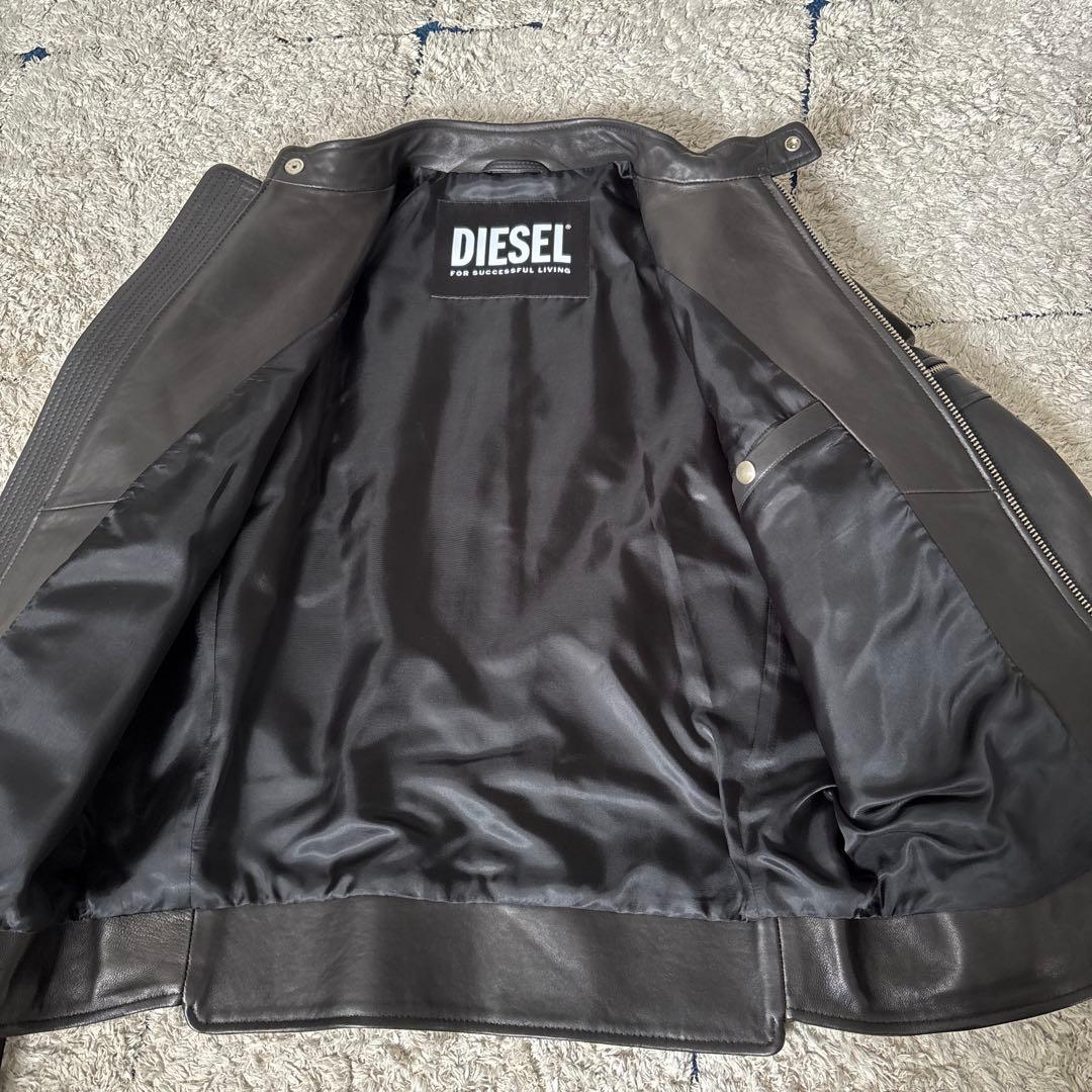 【極美品✨】ディーゼル　レザージャケット　シングル　ラムレザー　ライダース　黒