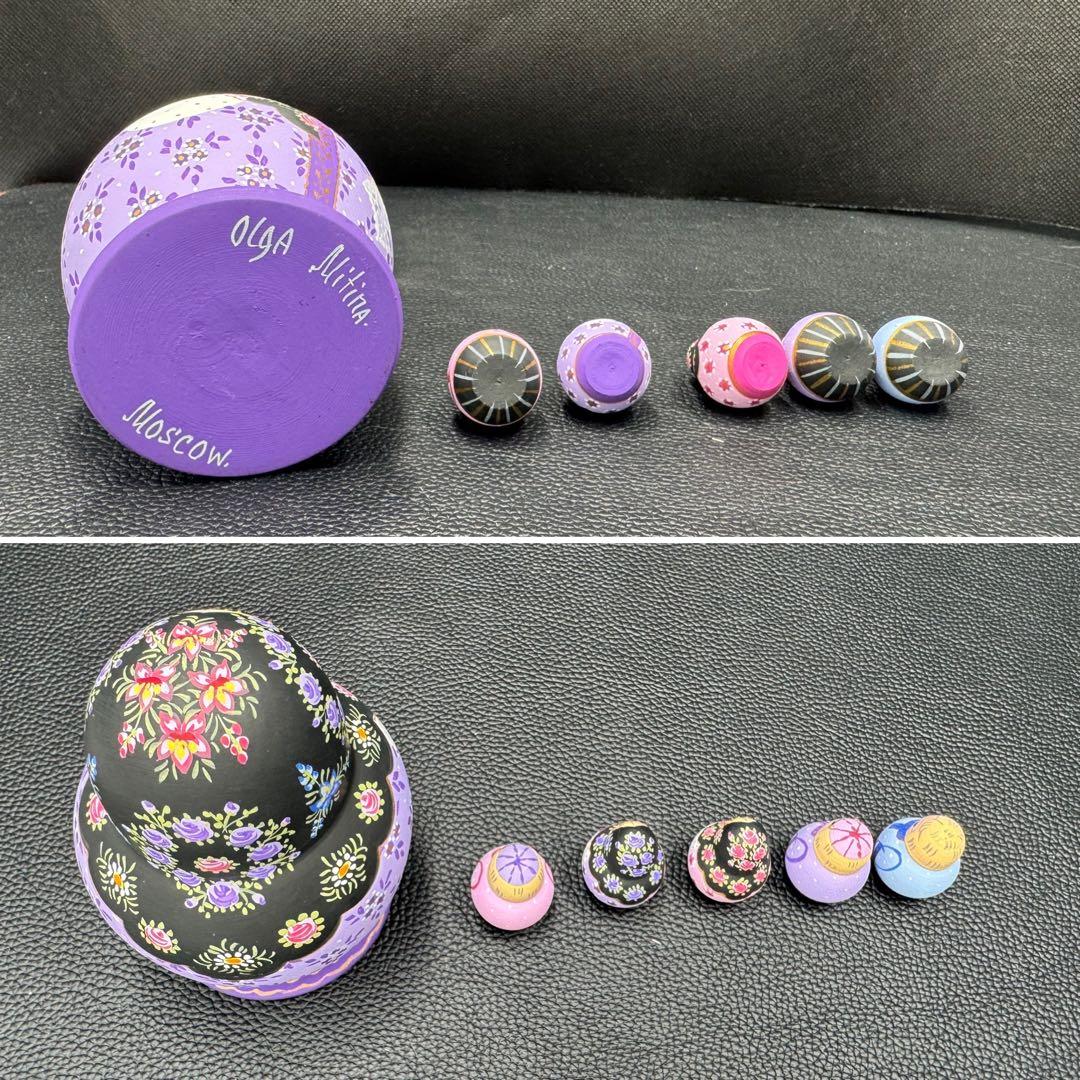 新品　ロシア　オリガ　ミッチィナ、マトリョーシカ。やや小さなタイプ。紫ボディ。