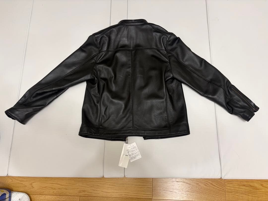 ナノ・ユニバース　バンドカラーレザーシングルライダースジャケット