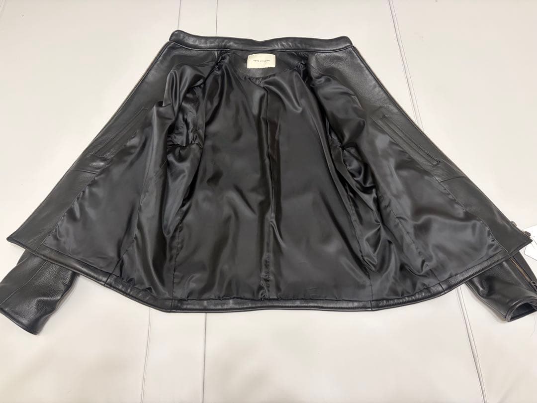 ナノ・ユニバース　バンドカラーレザーシングルライダースジャケット