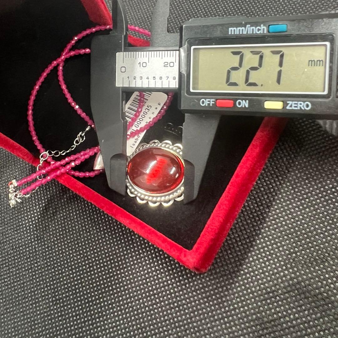 天然ポーランドの赤琥珀のペンダントトップにルビーのチェーンのセットs925使用