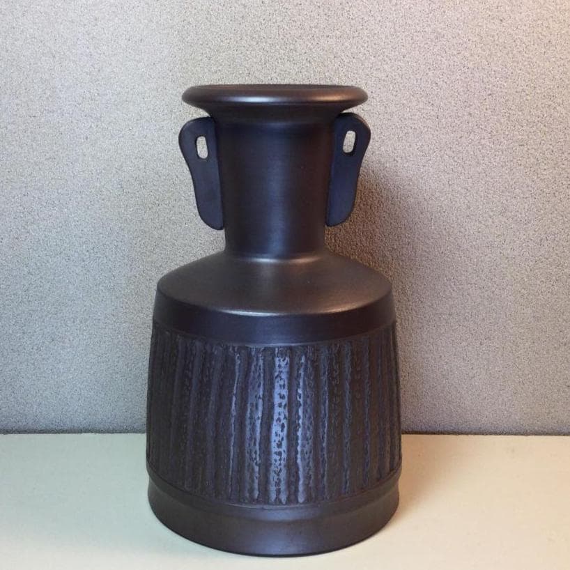 陶芸　手作り陶器　線文花入れ