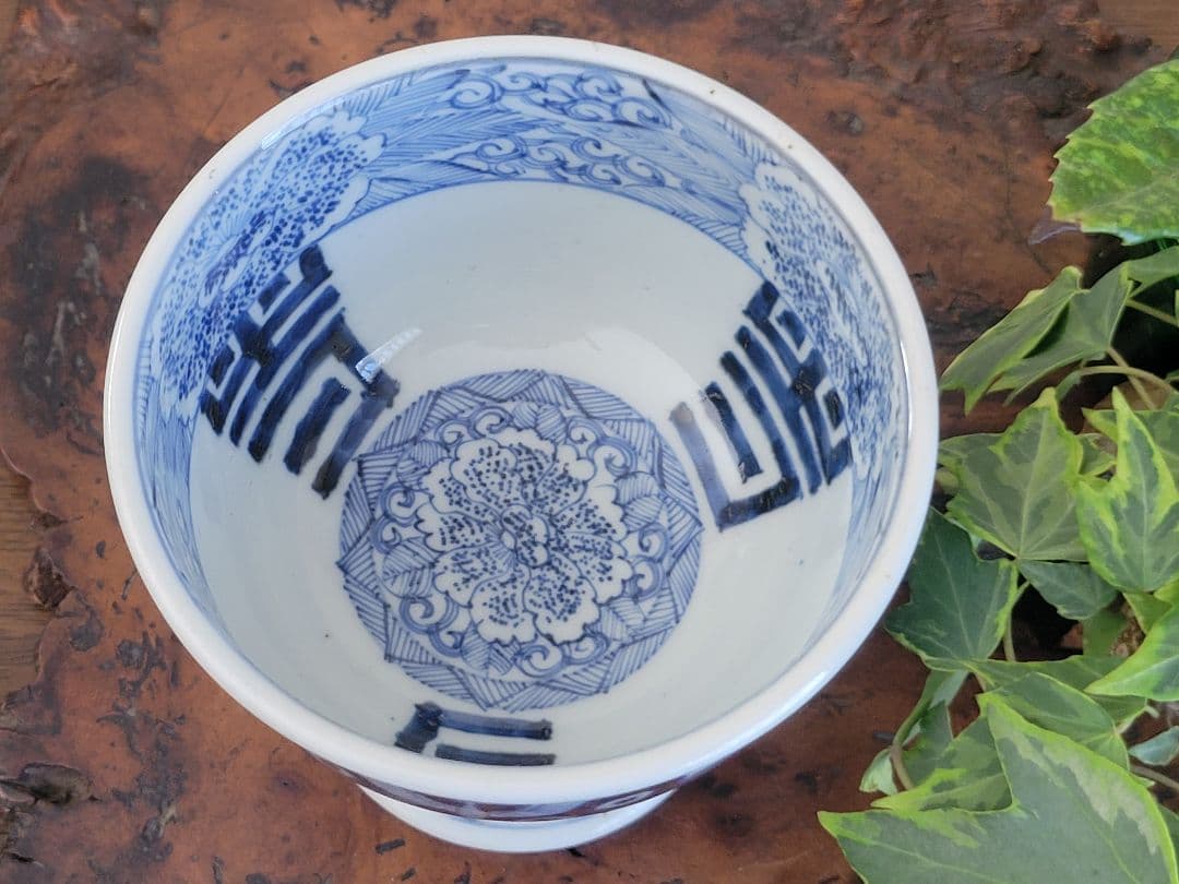 古伊万里　蝶絵柄　線書き　盃洗　骨董　時代物