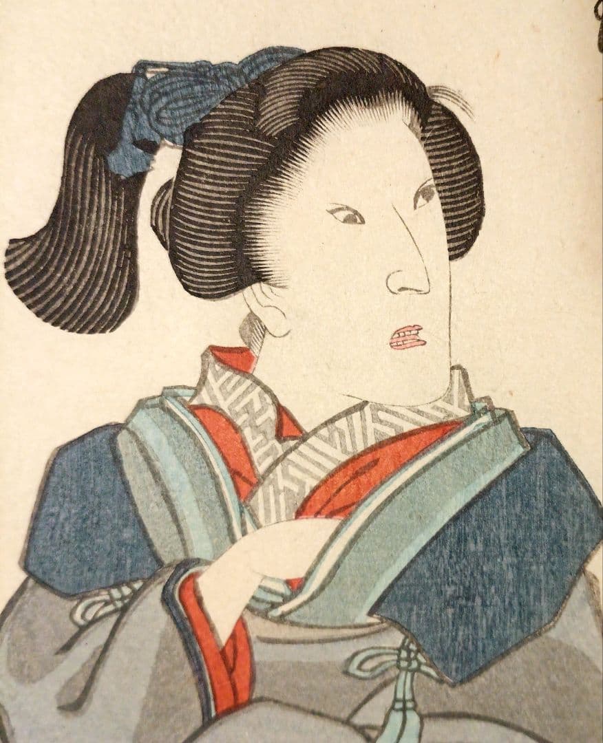 浮世絵版画、美人画、落合芳幾画 作品年月日は万延元年（1860)出版