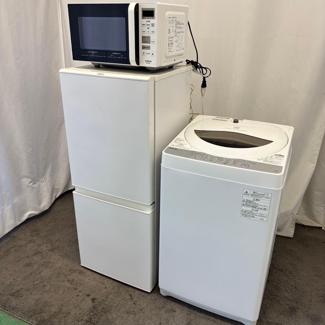 ⭕️設置無料⭕️　冷蔵庫　洗濯機　5キロ　レンジ　一人暮らし　単身セット　小型　中古