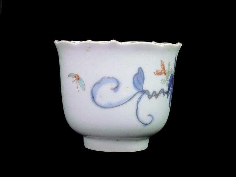 古伊万里　染錦　朝顔の図　向付　猪口　２客　E147AS-fbrg