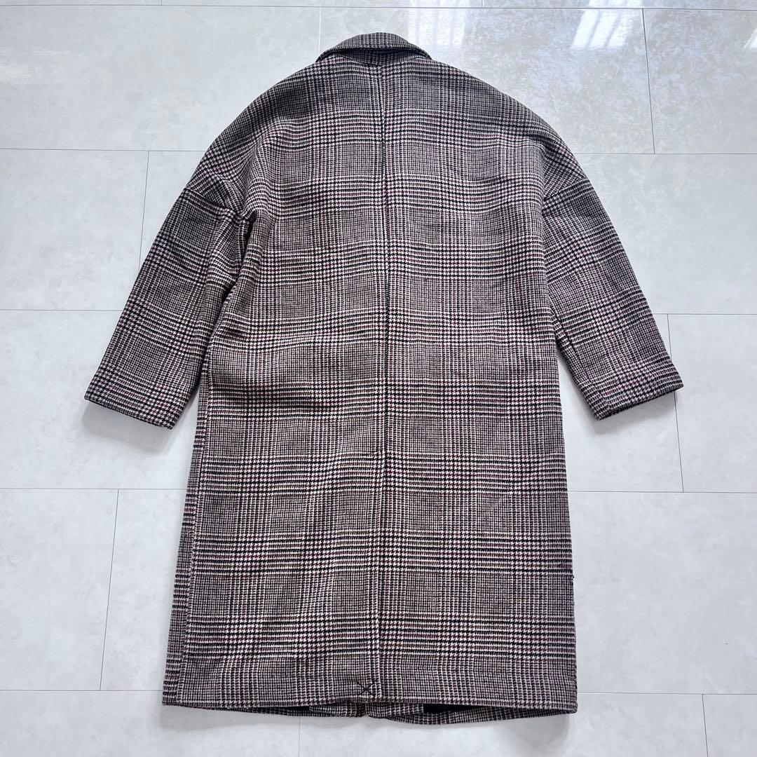 試着のみ ZARA チェスターコート Ｌサイズ チェック オーバーサイズ ロング