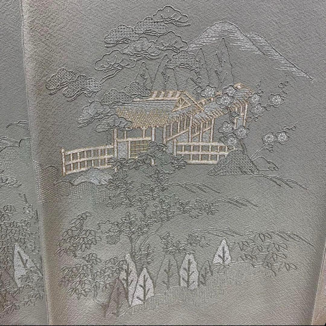 YU-041 総手刺繍 訪問着付下げ 汕頭刺繍 御所解 松竹梅 一つ紋 逸品