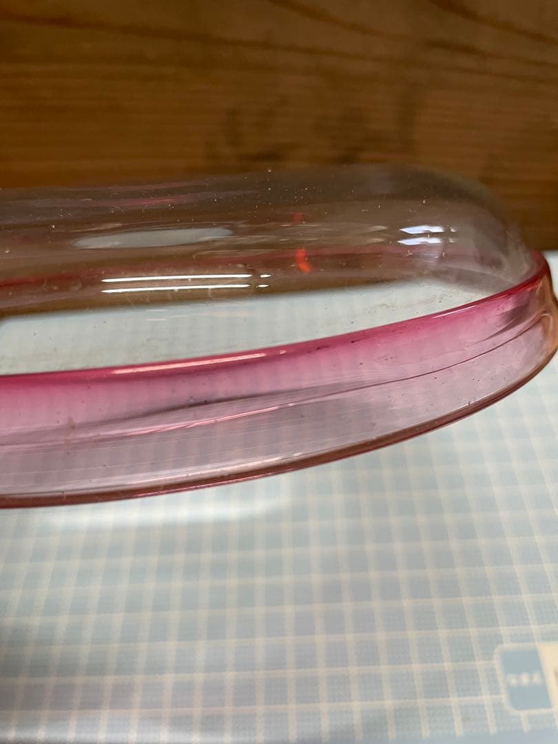 レトロ　ガラス皿【m1495 大正ガラス　明治　吹きガラス　骨董　ウランガラス】