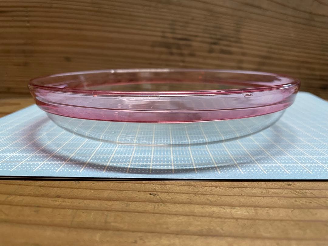 レトロ　ガラス皿【m1495 大正ガラス　明治　吹きガラス　骨董　ウランガラス】