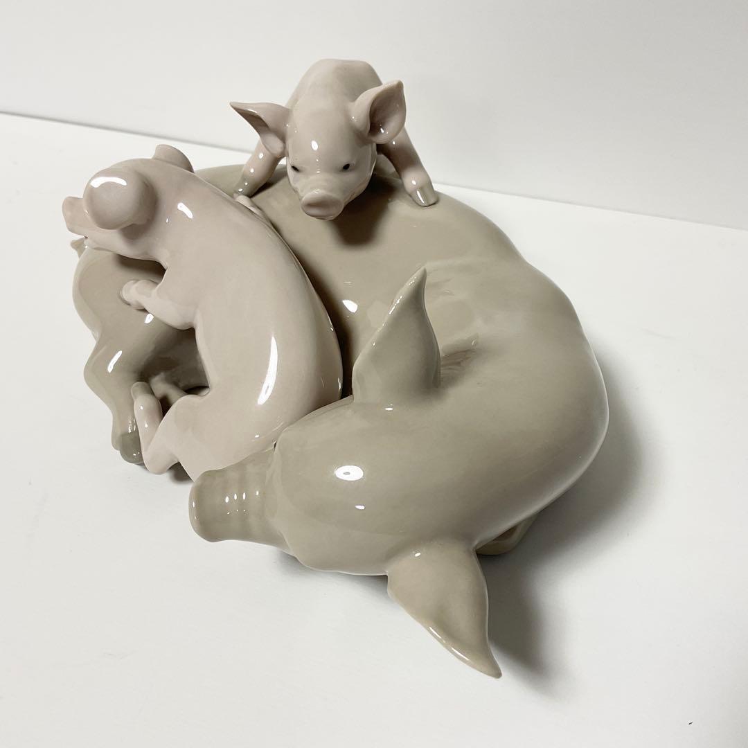 【美品】Lladro リヤドロ 豚の親子 家族 子豚