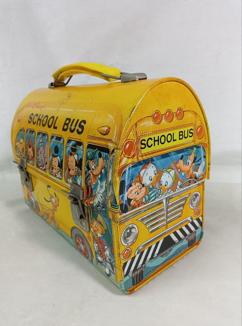 Walt Disney スクールバス型ランチボックス　アンティーク　缶バッグ
