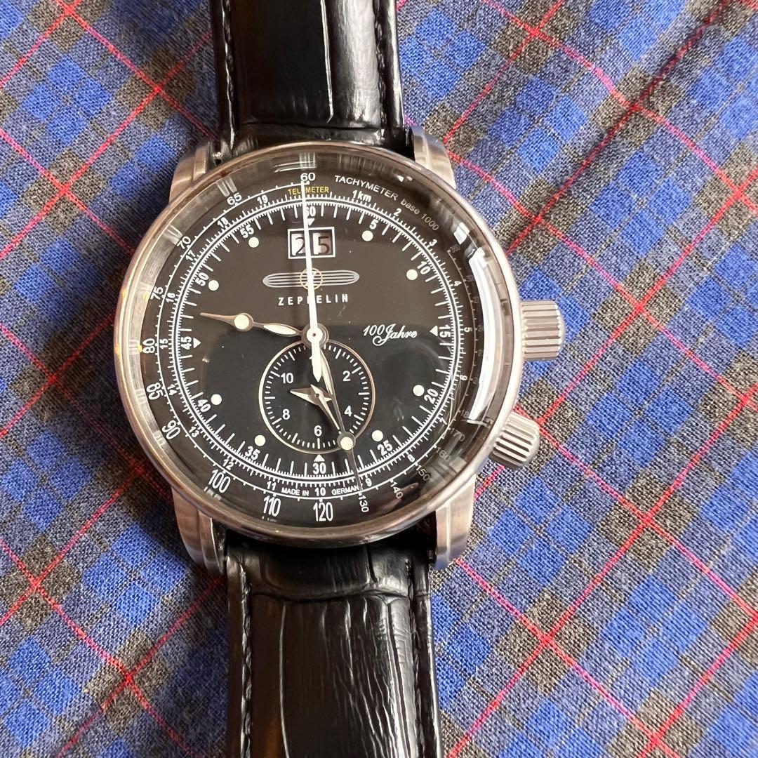 Zeppelin 100jahre デュアルタイム ブラック腕時計