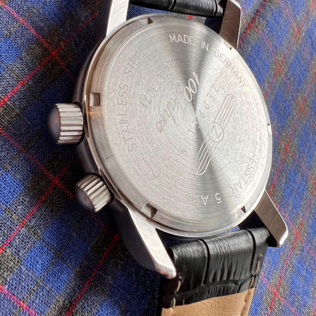 Zeppelin 100jahre デュアルタイム ブラック腕時計