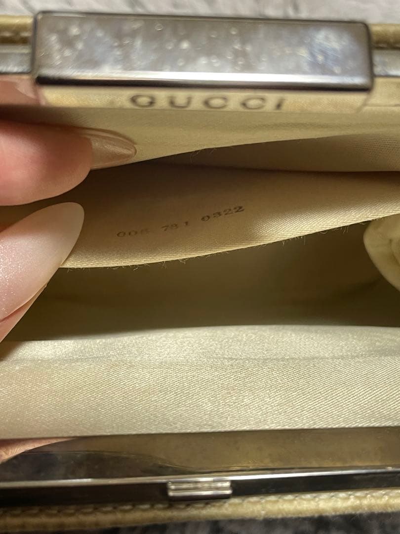 【希少】GUCCI クリーム サテン パーティーバッグ