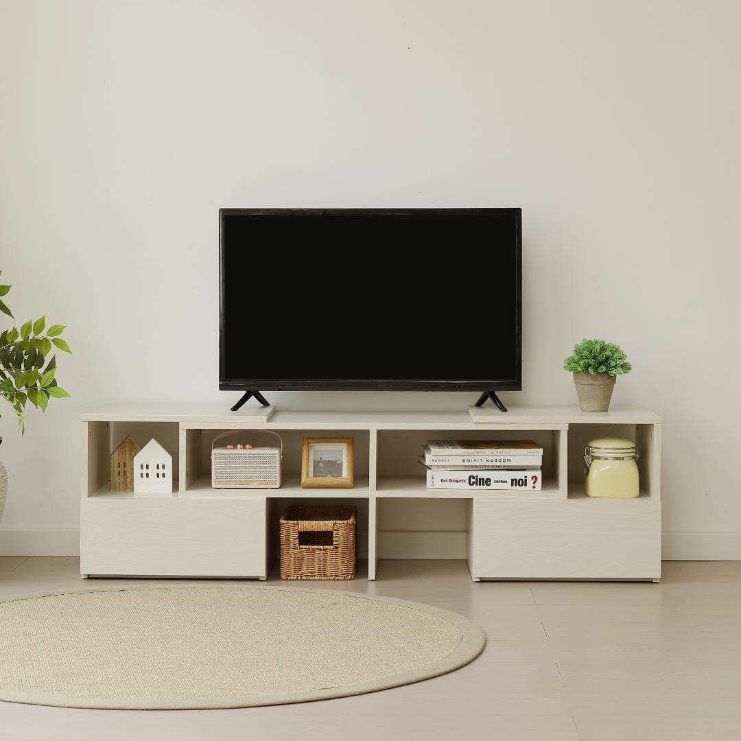 超人気！テレビ台 ローボード 伸縮自由 幅93～172cm 高38　WHITE