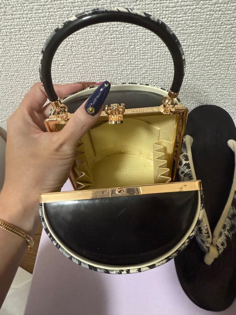 (美品)レオパード柄 和装用バッグと草履セット