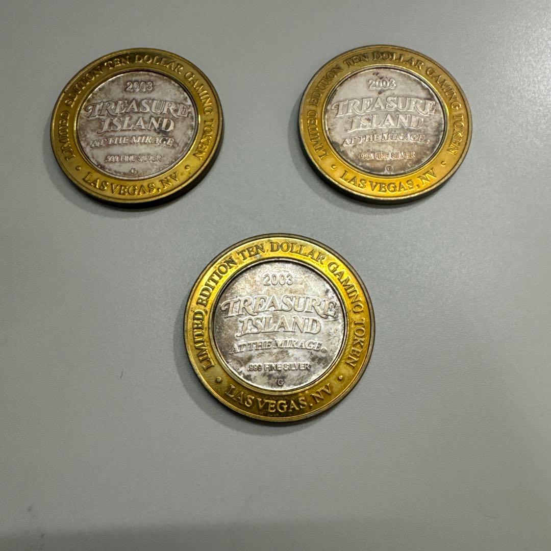 ラスベガス　$10ドル　記念　トレジャーアイランド　３枚