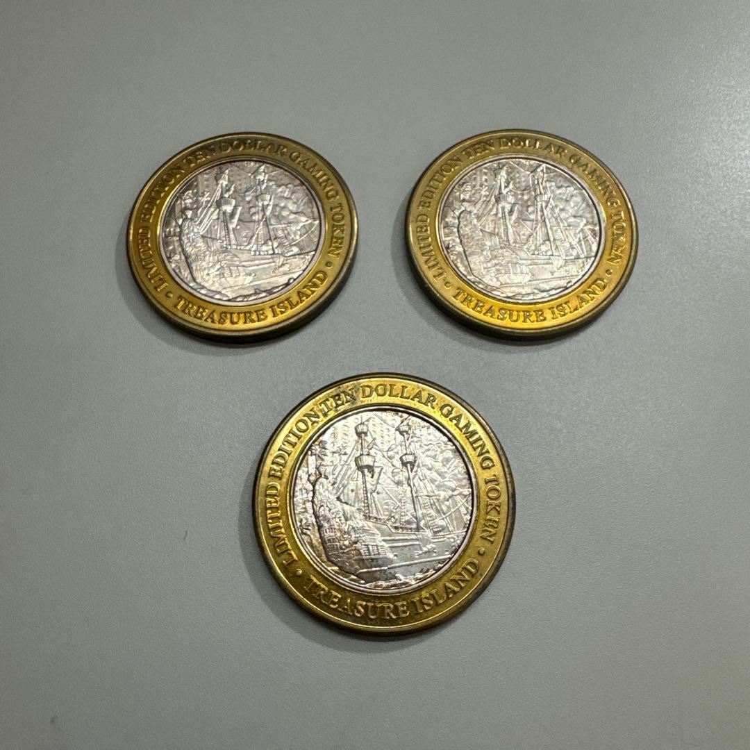 ラスベガス　$10ドル　記念　トレジャーアイランド　３枚