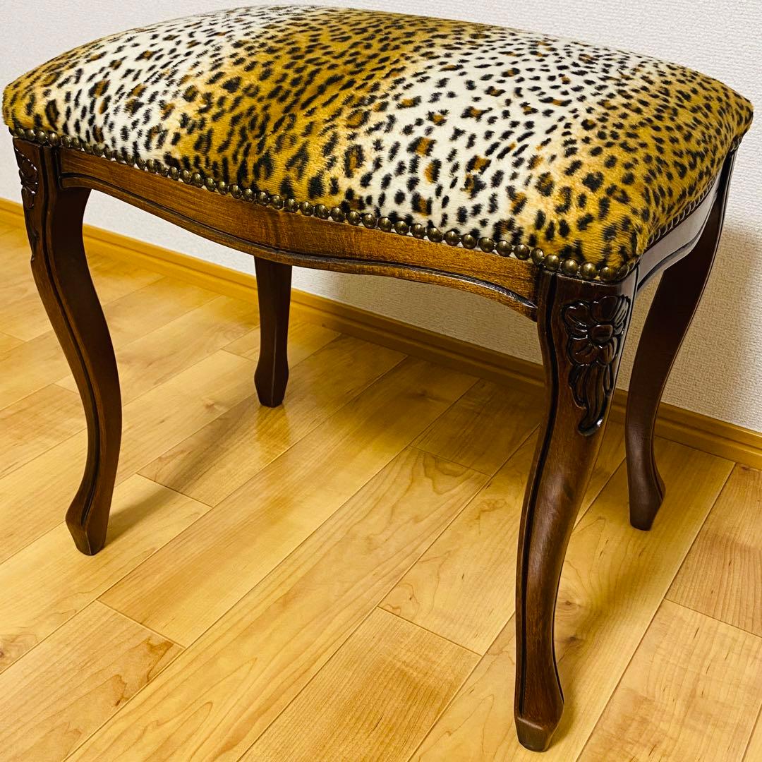 極美品✨高級イタリア家具 オットマン 猫脚 ヒョウ柄