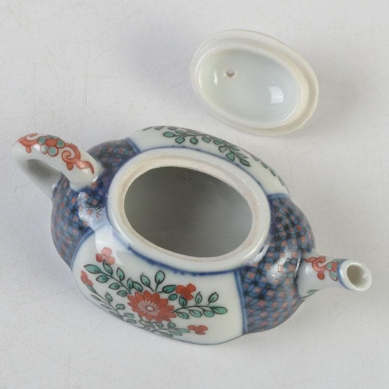 京焼　平安丹祐造　色絵　草花文　水滴　共箱　V　9686